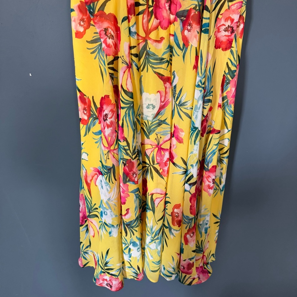 Lulu's Tropic Wonder Yellow Floral Midi Dress Womens Size Large - Picture 8 of 16